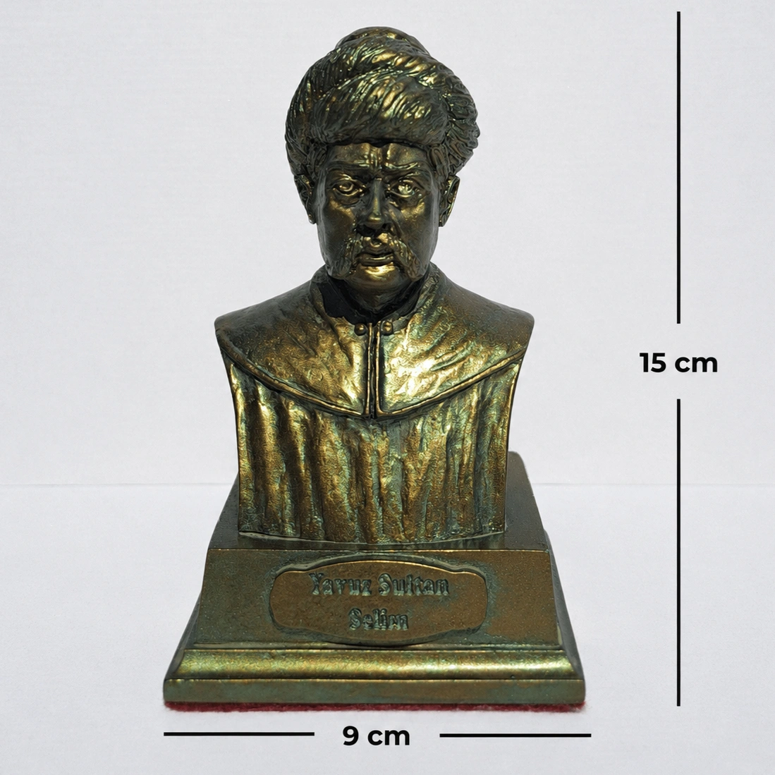 15 cm antik bronz Yavuz Sultan Selim Büstü Biblo ön görünüm